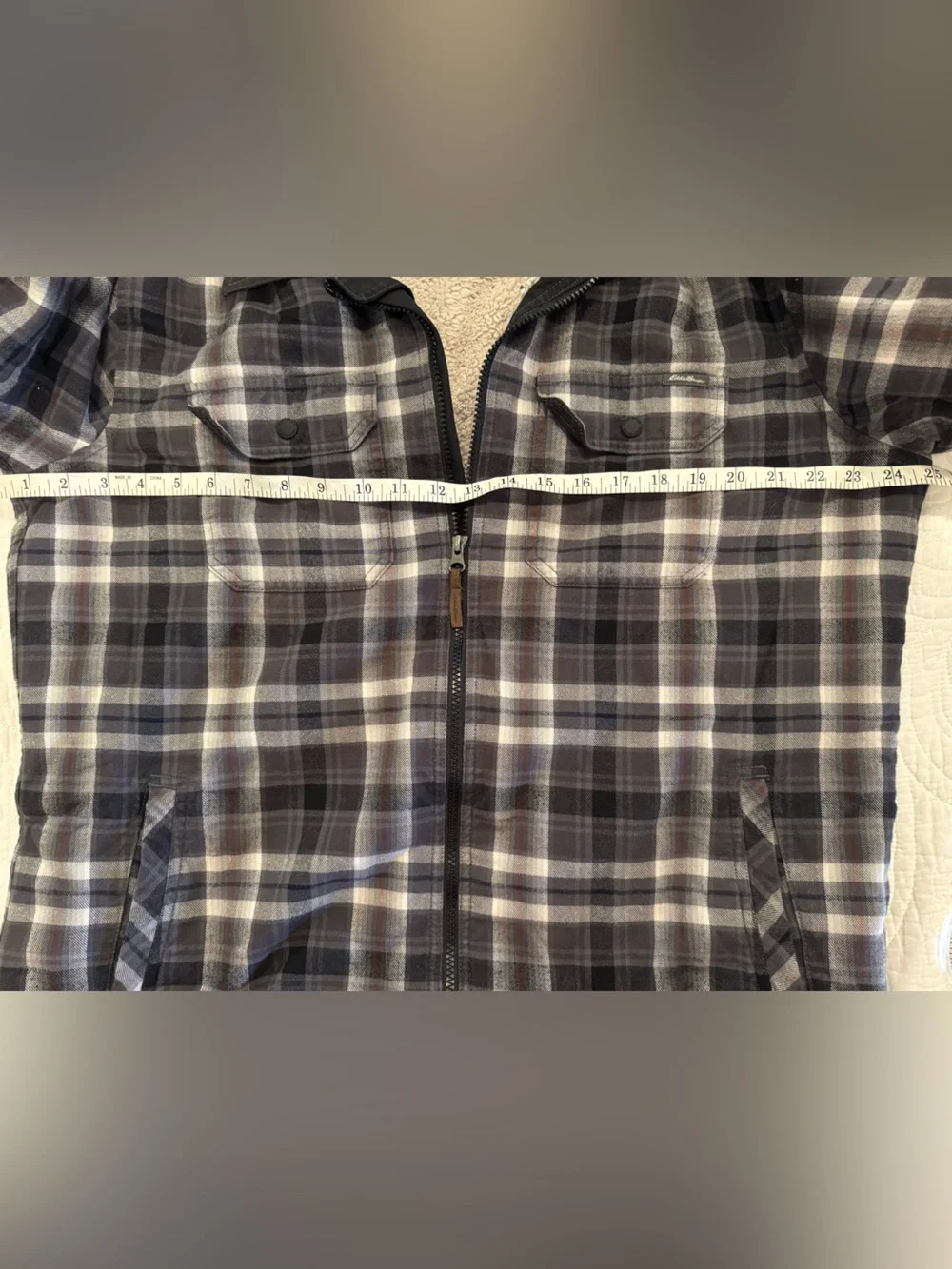 Eddie Bauer Sherpa Lined Plaid Jacket Men’s Large Full Zip Outdoor Coat GORPcore